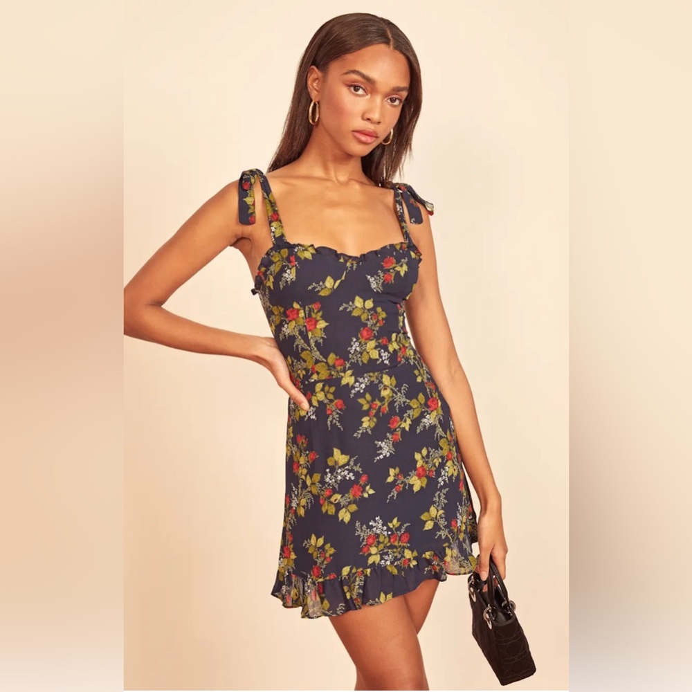 Reformation Navy Floral Christine Dress - 6